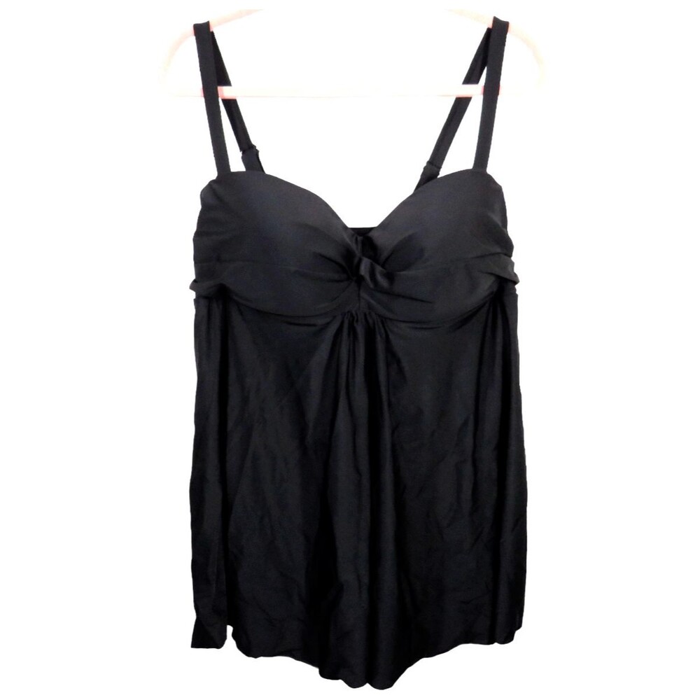 Nicole Miller Swimsuit Black Molded Cup Swim Dress With Attached Brief Plus 3X